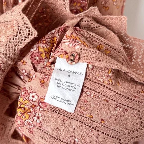 nwt ulla johnson  brigitte paisley lace blouse in foxglove mauve, size 4 - Picture 10 of 11